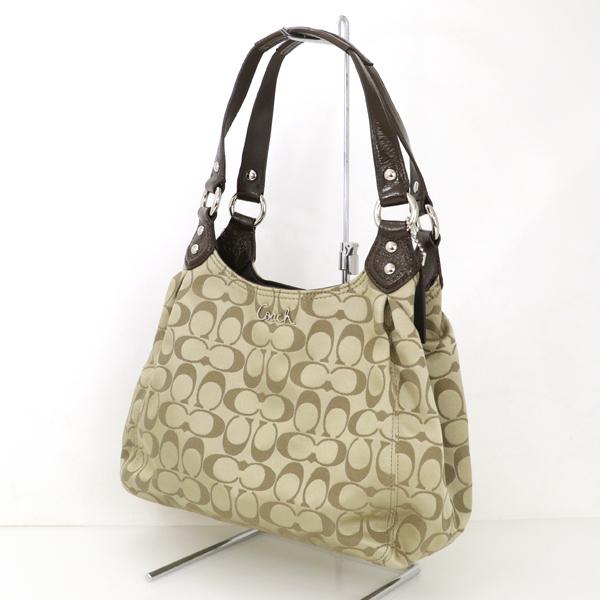 H1188 超美品　COACH コーチ　キャンバス　ハンドバッグ　F21881 コーチ COACH シグネチャーホーボ キャンバス×パテントレザー F21881