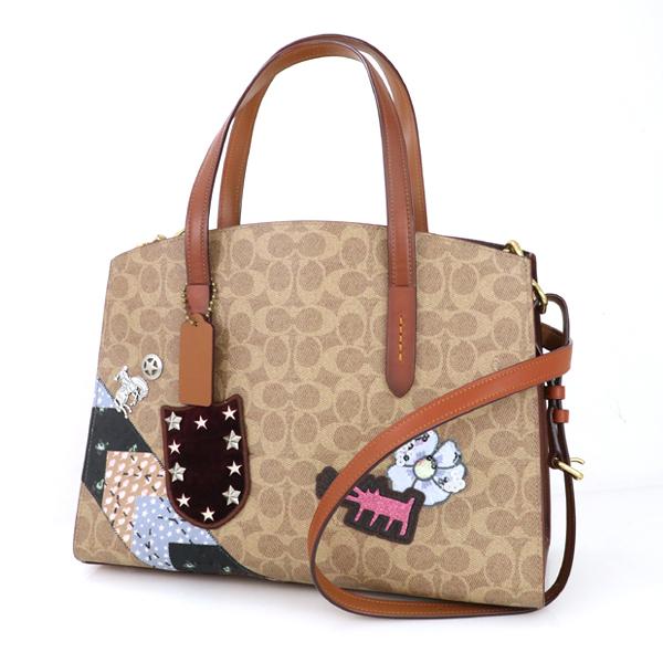 コーチ COACH シグネチャー パッチワーク ブラウン PVC チャーリー 