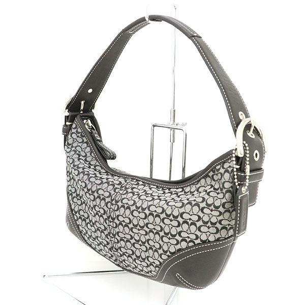 美品 コーチ COACH バッグ ハンドバッグ ミニ シグネチャー ブラック コーチ COACH ミニシグネチャー ブラック キャンバス レザー