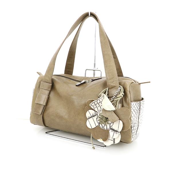 ボーグラン BEAUGRAND グレージュ クロコダイル レザー ハンドバッグ  