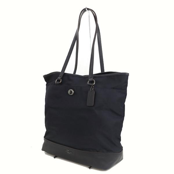 コーチ COACH ネイビー ナイロン レザー トートバッグ F57903 肩掛け 