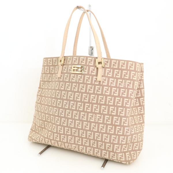 フェンディ FENDI ズッキーノ柄 ベージュ キャンバス ハンドバッグ