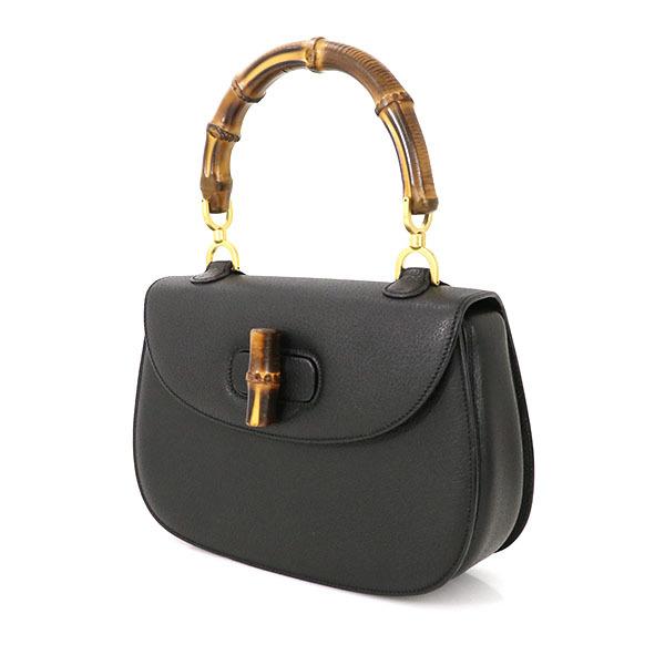 グッチ GUCCI バンブー ブラック レザー ハンドバッグ グッチ GUCCI バンブー ブラック レザー ハンドバッグ