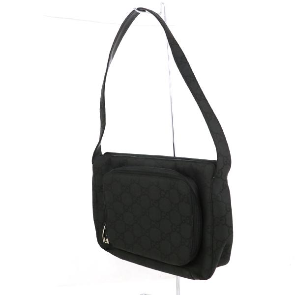 グッチ GUCCI ワンショルダーバッグ ブラック GGキャンバス ナイロン 