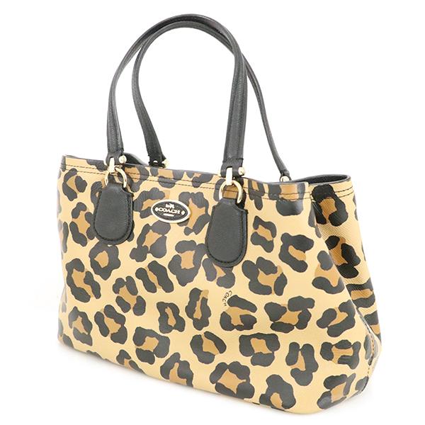 コーチ COACH レオパード ベージュ ブラック ヒョウ柄 PVC レザー