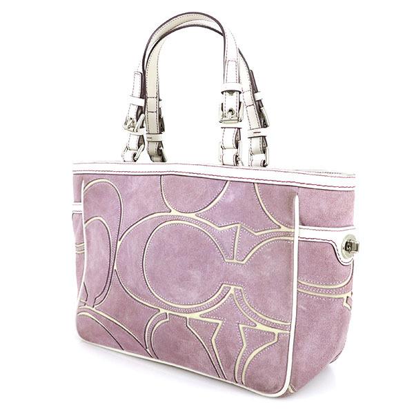 コーチ COACH アウトライン ライトパープル ホワイト スエード レザー 