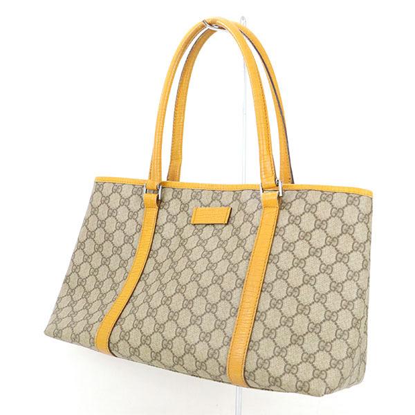 グッチ GUCCI GGスプリーム GG柄 オレンジ PVCレザー トートバッグ