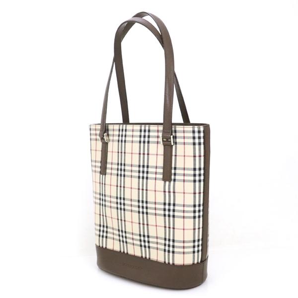 人気 バーバリー ノバチェック トートバッグ ブラウン レザー A4可 正規品 BURBERRY（バーバリー） ノバチェック チェック柄 ハンドバッグ 2WAY