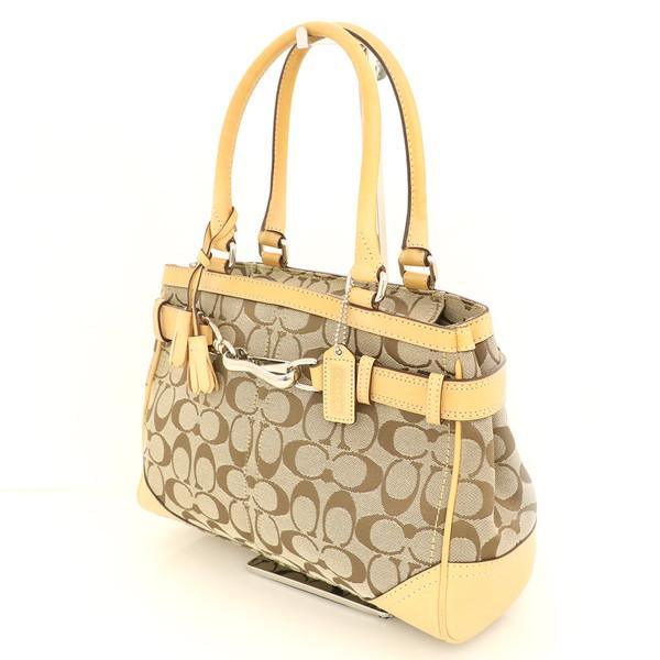 コーチ COACH シグネチャー キャメル キャンバス レザー キャリー 