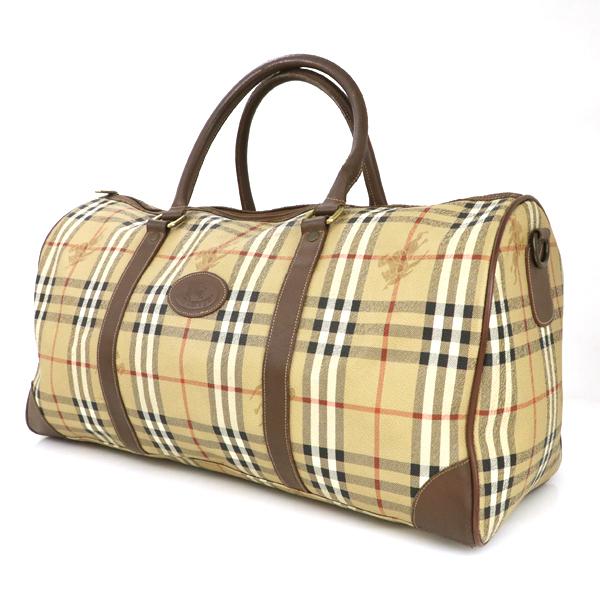 バーバリー BURBERRY ノバチェック ベージュ ブラウン PVC レザー