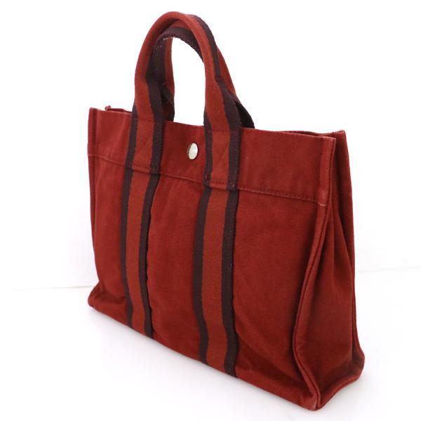 エルメス Hermes レッド 赤 キャンバス フールトゥPM ハンドバッグ