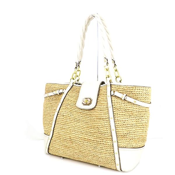 コーチ COACH ベージュ ホワイト ストロー 16762 トートバッグ コーチ COACH ベージュ ホワイト ストロー 16762 トートバッグ