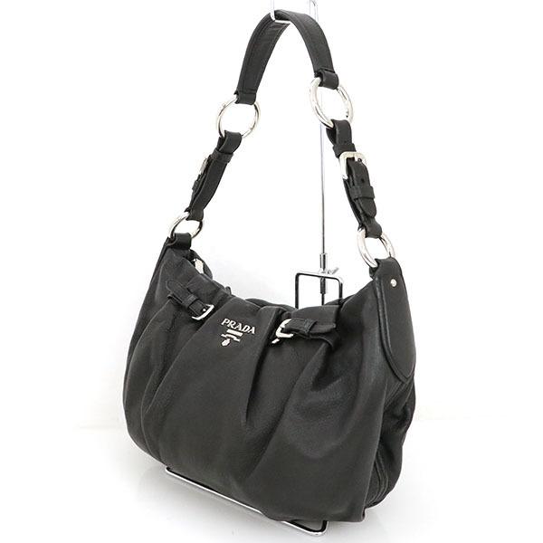プラダ PRADA ブラック カーフレザー ナイロン ワンショルダー プラダ PRADA ブラック カーフレザー ナイロン ワンショルダー
