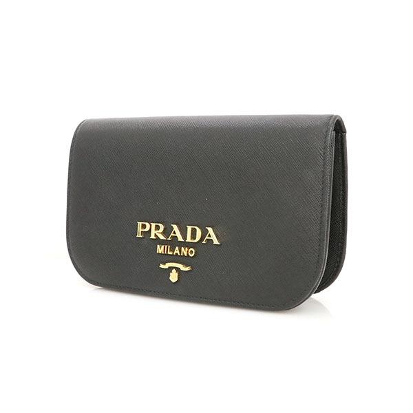 プラダ PRADA ブラック サフィアーノ レザー クラッチバッグ 1BH019