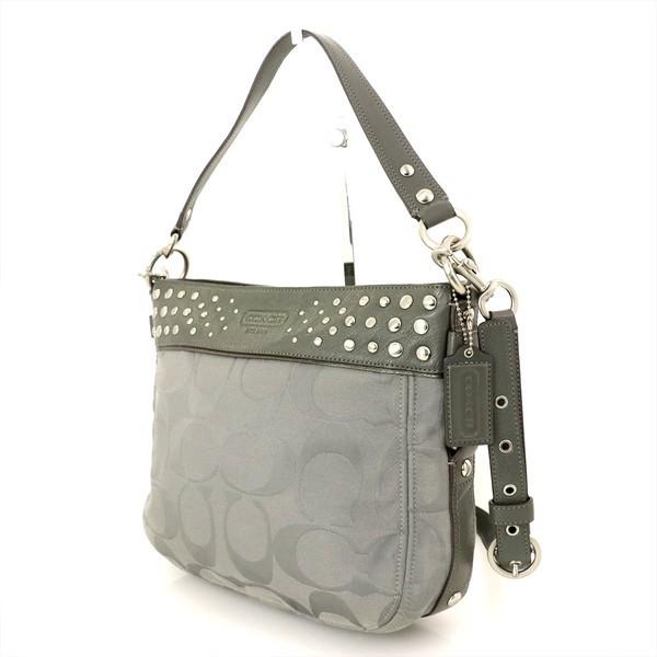 【美品】COACH ショルダーバッグ グレー シグネチャー コーチ COACH シグネチャー×グレー キャンバス×レザー 2WAY F15238