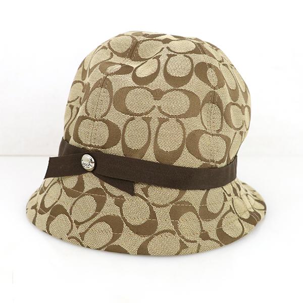 【新品未使用】COACH シグネチャー柄　バケットハット ブラウン　コーチ　帽子 コーチ COACH シグネチャー柄 ハット 帽子 コットン57％、ポリエステル