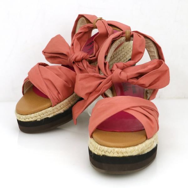 ソニアリキエル Soniarykiel ウェッジソール サンダル レディース シューズ アンクルリボンデザイン ピンク 23 1 2 Kk 中古 Everydaygoldrush 通販 Yahoo ショッピング