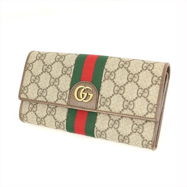 グッチ GUCCI GGスプリーム シェリーライン ディズニーコラボ 3匹の子豚 長財布 男女兼用 レディース【af】【中古】