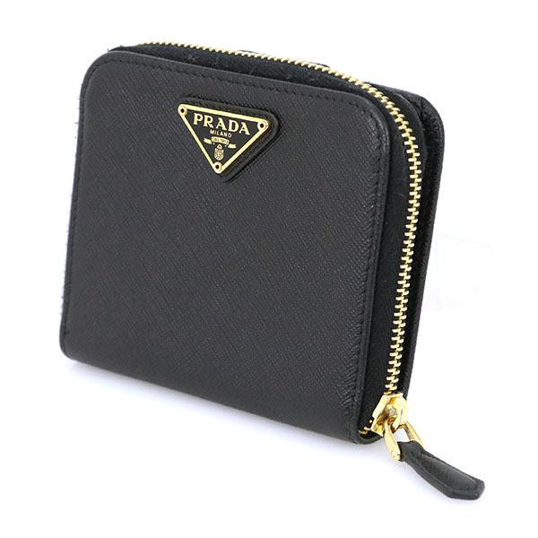 プラダ PRADA ブラック サフィアーノ レザー 二つ折り財布 1ML018 