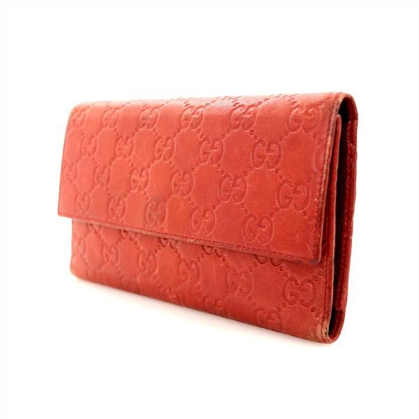 グッチ GUCCI シマライン レッド レザー 長財布 257034276 三つ折財布  