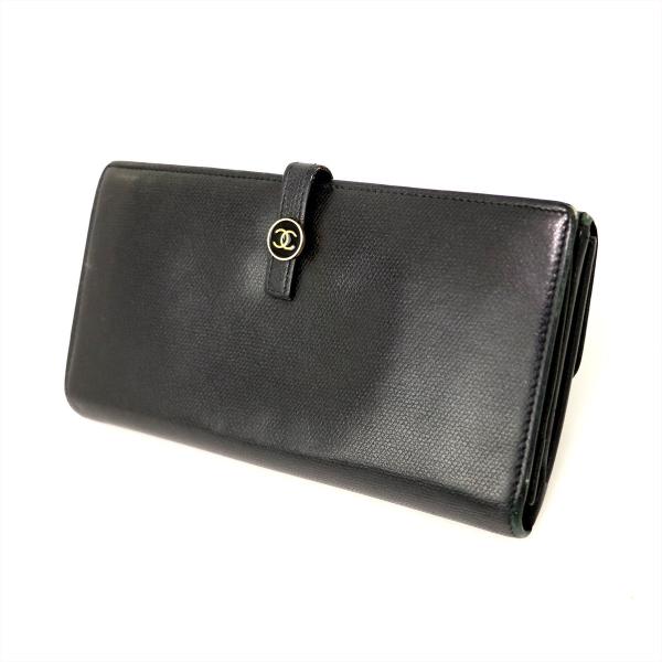 ピコローレ 長財布 ブラック シャネル CHANEL レザー 黒 がま口 本革 ピコローレ 長財布 ブラック シャネル CHANEL レザー 黒 がま口 本革