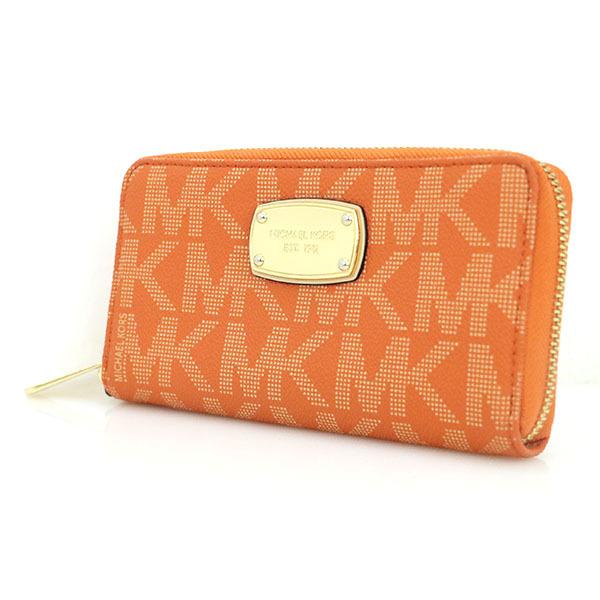 マイケルコース MICHAEL KORS オレンジ MKロゴ PVC ラウンドファスナー