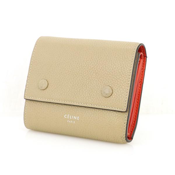 セリーヌ CELINE ベージュ×オレンジ カーフスキン スモール セリーヌ CELINE ベージュ×オレンジ カーフスキン スモール