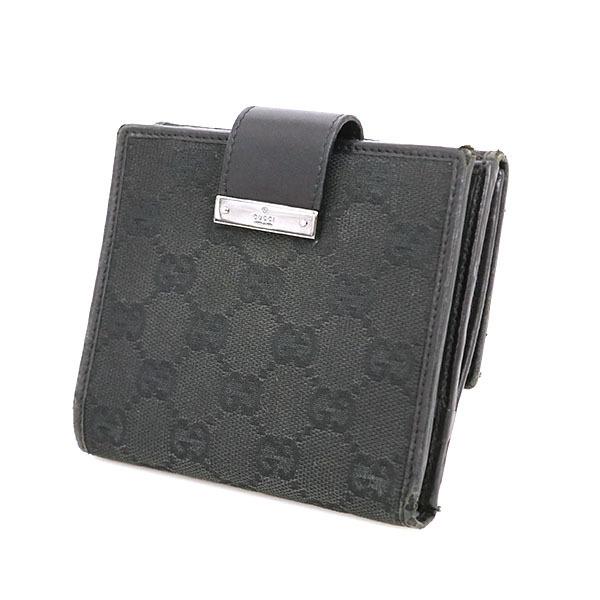 グッチ GUCCI GG ブラック レザー キャンバス 両面財布 74209 二 グッチ GUCCI GG ブラック レザー キャンバス 両面財布 74209 二