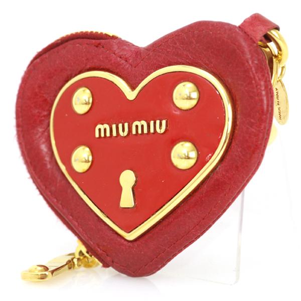 ミュウミュウ MIUMIU レッド レザー ハートコインケース ミュウミュウ MIUMIU レッド レザー ハートコインケース