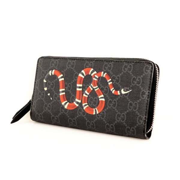 GUCCI ラウンドファスナー長財布 キングスネークプリント GGスプリーム