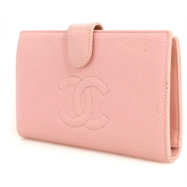 シャネル Chanel ピンク キャピアスキン 三つ折り財布 長財布 ボタン開閉 レディース Hon 中古 Everydaygoldrush 通販 Yahoo ショッピング