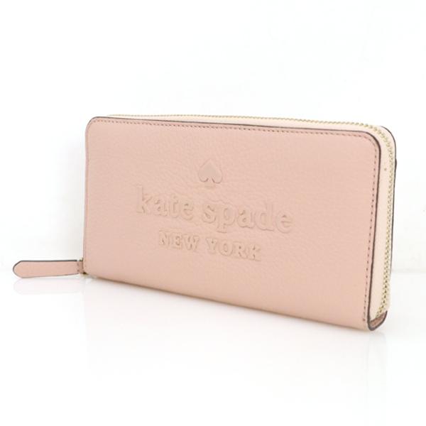 ケイトスペード kate spade ピンク ロゴ 合皮 ラウンドファスナー長 