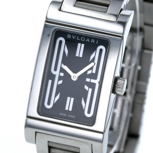 ブルガリ BVLGARI レッタンゴロ スクエア RT39S クオーツ ブラック 文字盤 2針式 レディース 腕時計 【pa】【中古】