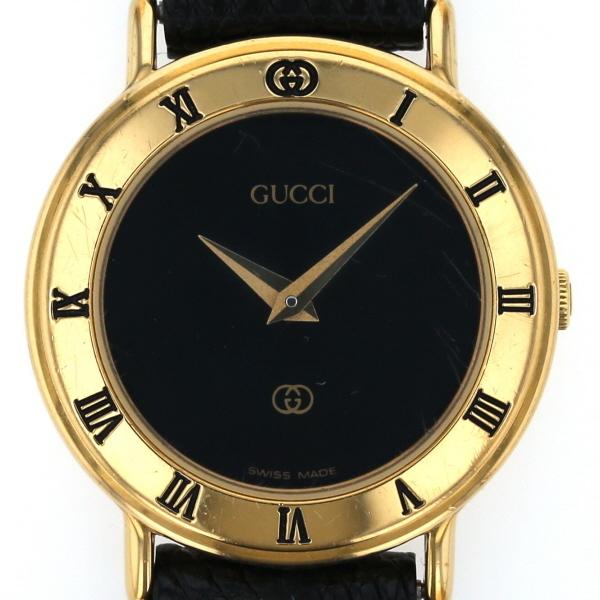 グッチ GUCCI ラウンドフェイス 3000L クオーツ ブラック 文字盤 2針式