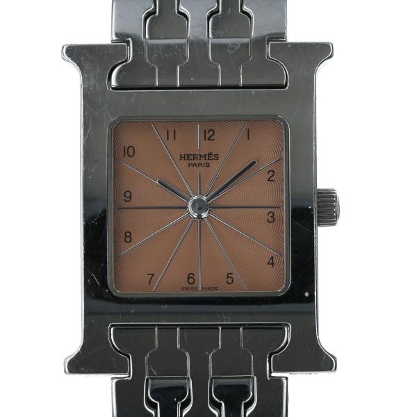 エルメス HERMES Hウォッチ アラビア HH1.210 クオーツ サーモンピンク 