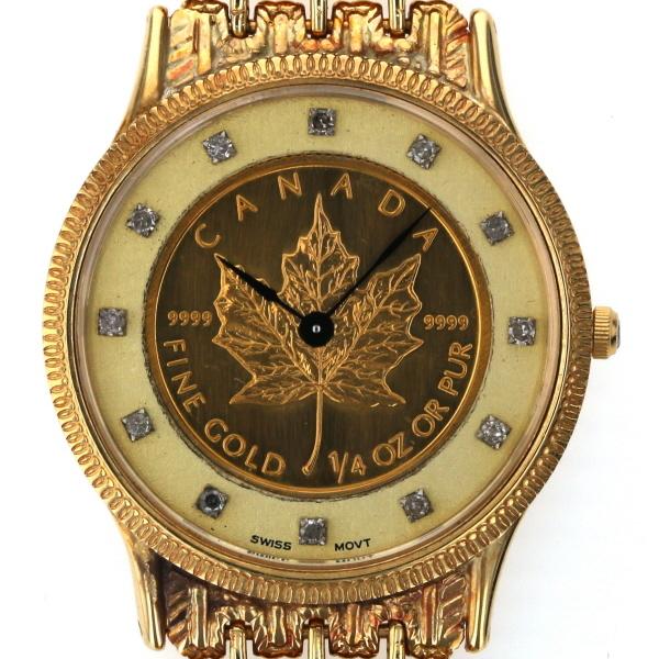 canada fine gold メイプルリーフ金貨 K24 1/4 02 クオーツ ゴールド 
