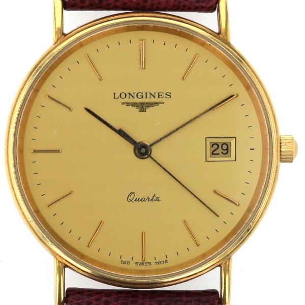 稼働品　LONGINES ロンジン　アンティーク　デイト付き　ラウンド　腕時計 ロンジン LONGINES ラウンドフェイス デイト 金無垢 K18 YG クオーツ
