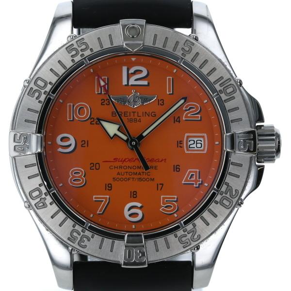ブライトリング Breitling スーパーオーシャン A17360 自動巻式 オレンジ 文字盤 3針式 メンズ 腕時計 【sa mo】【中古】