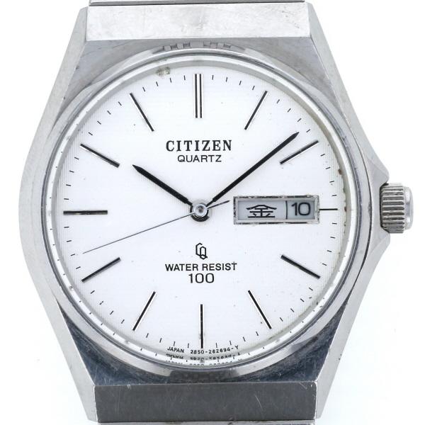 シチズン CITIZEN デイデイト 2850-2612-Y クオーツ ホワイト 文字盤 3針式 メンズ 腕時計 【hon】【中古】