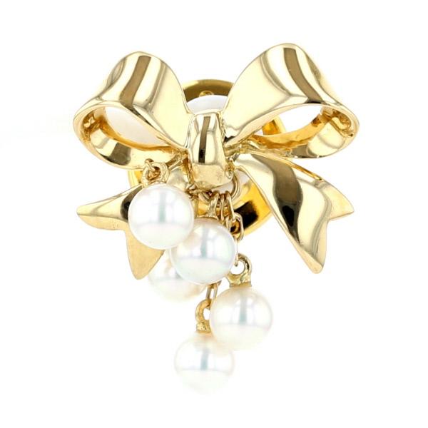 MIKIMOTO ミキモト K18YG イエローゴールド 真鍮 ピンブローチ アコヤ
