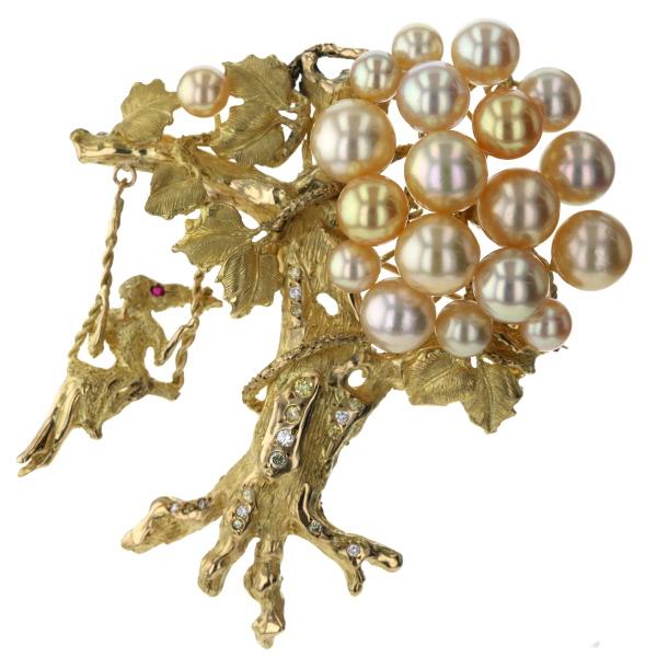 値下げ 津守幾久子 いぶき K18YG イエローゴールド ブローチ トップ