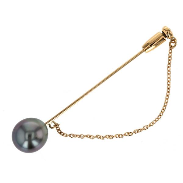 TASAKI 田崎 タサキ K18YG イエローゴールド ピンブローチ 黒蝶真珠
