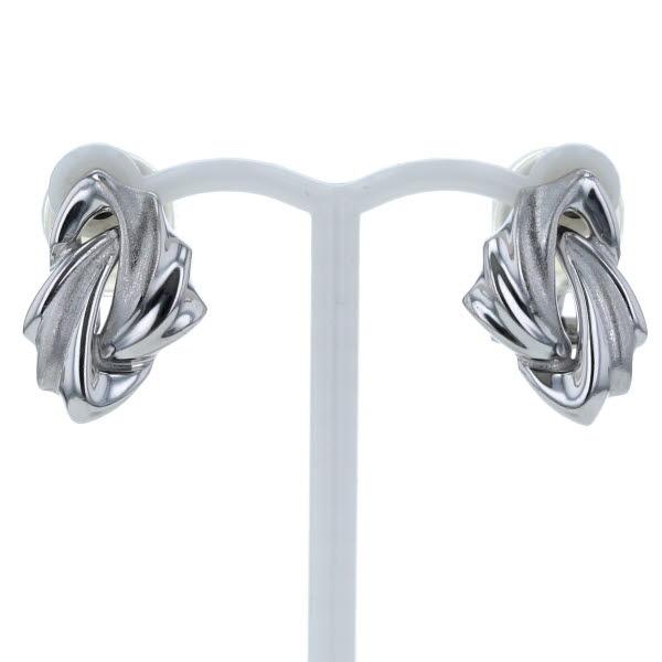 K14WG Pt900 ホワイトゴールド プラチナ イヤリング 羽 フェザー