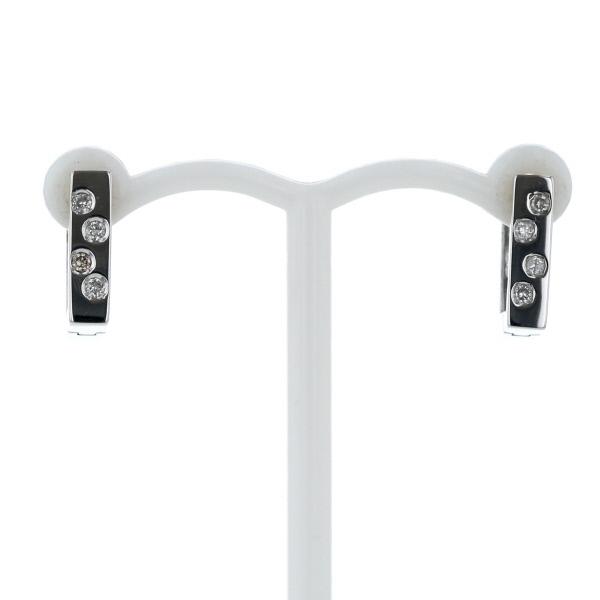 AVALANCHE14k ダイヤモンドスクエアピアス ➕k14wgダイヤピアス K14WG ホワイトゴールド ピアス フープ ダイヤモンド 4粒 スクエア