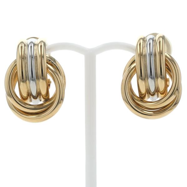 K18YG Pt900 イエローゴールド プラチナ イヤリング リング 3ライン