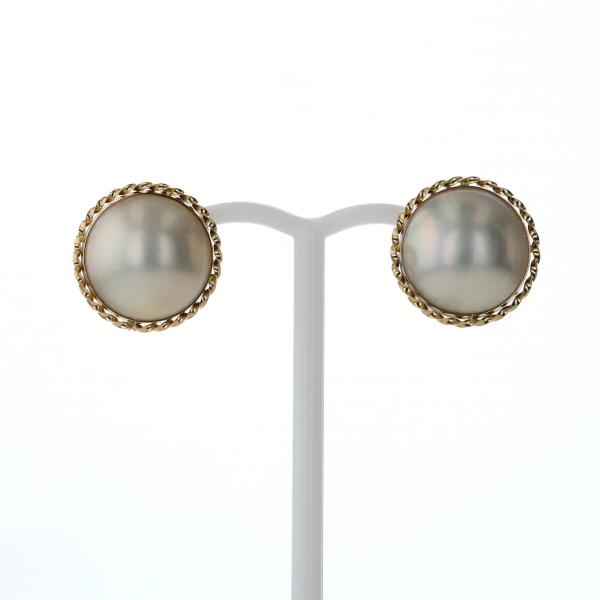 K18YG イエローゴールド ピアス スタッドピアス マベ真珠 12.8mm
