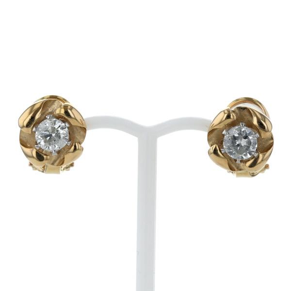 BH K18YG Pt900 イヤリング ダイヤモンド 0.620ct/0.590ct コンビ 一粒  