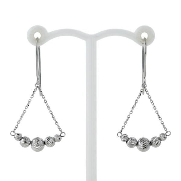 Pt950 プラチナ ピアス フックピアス カットボール 5粒 スイング