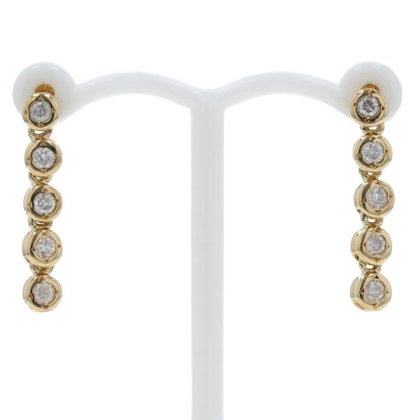 ☆クリアランスセール☆K18PG テニスピアス ダイヤモンド0.5ct K18YG イエローゴールド テニスピアス ダイヤモンド 5連 ラウンド