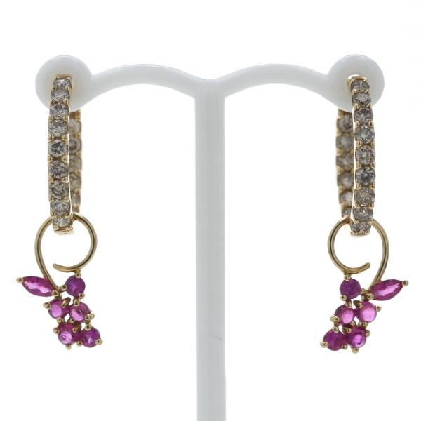 GSTV K18YG ピアス ルビー 0.35/0.35ct ダイヤモンド 0.38/0.38ct